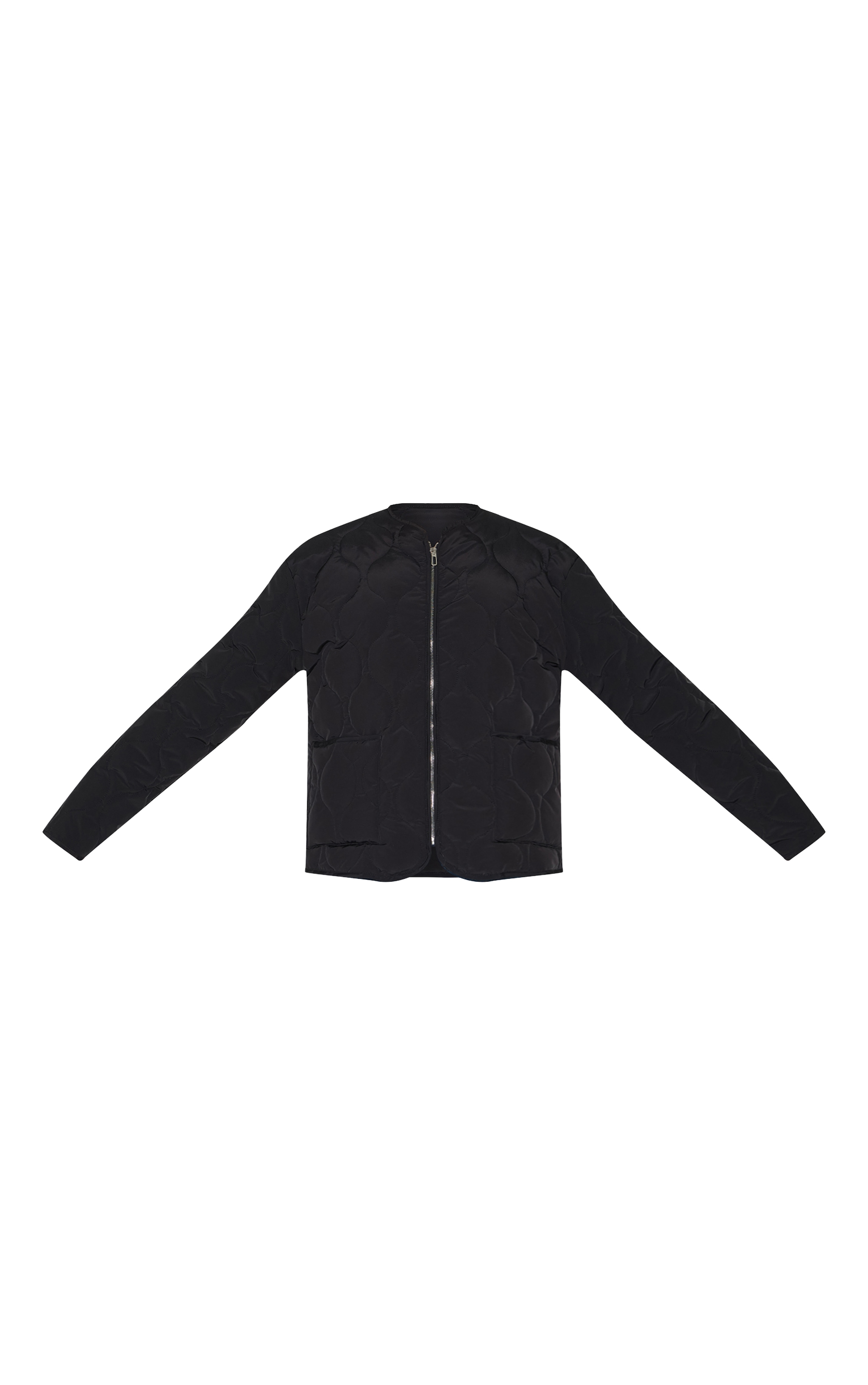 Black Zip Up Quilted Jacket image 5