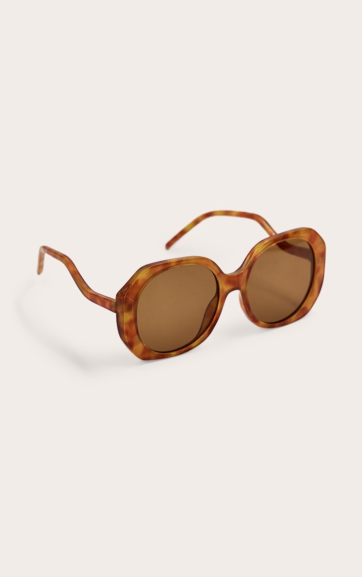 Brown Marble Effect Square Angled Frame Sunglasses image 2