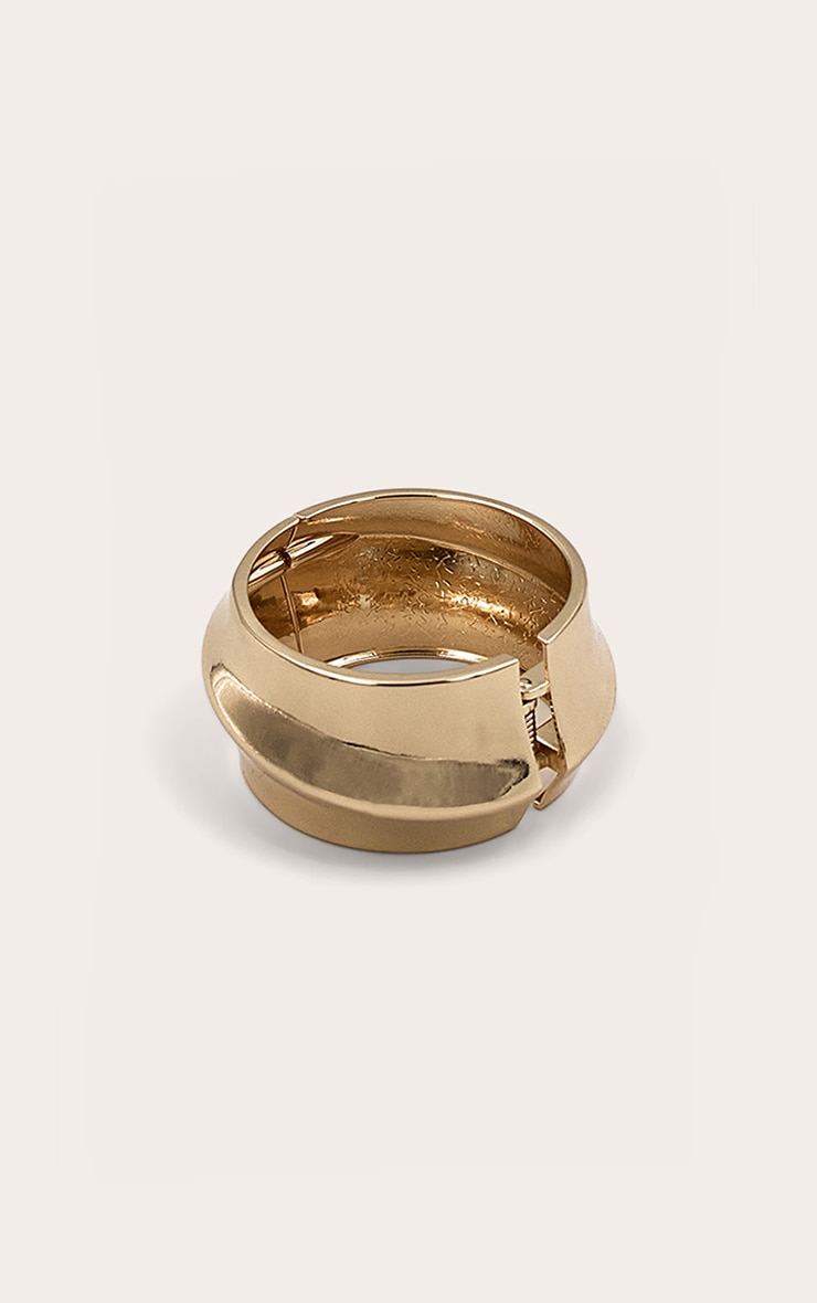 Gold Chunky Asymmetrical Clasp Cuff image 3