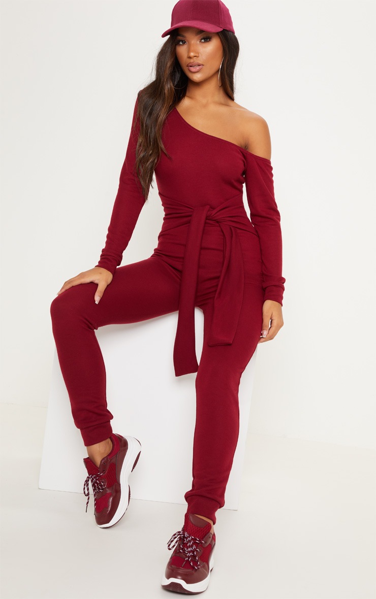 Burgundy Sweat Jumpsuit