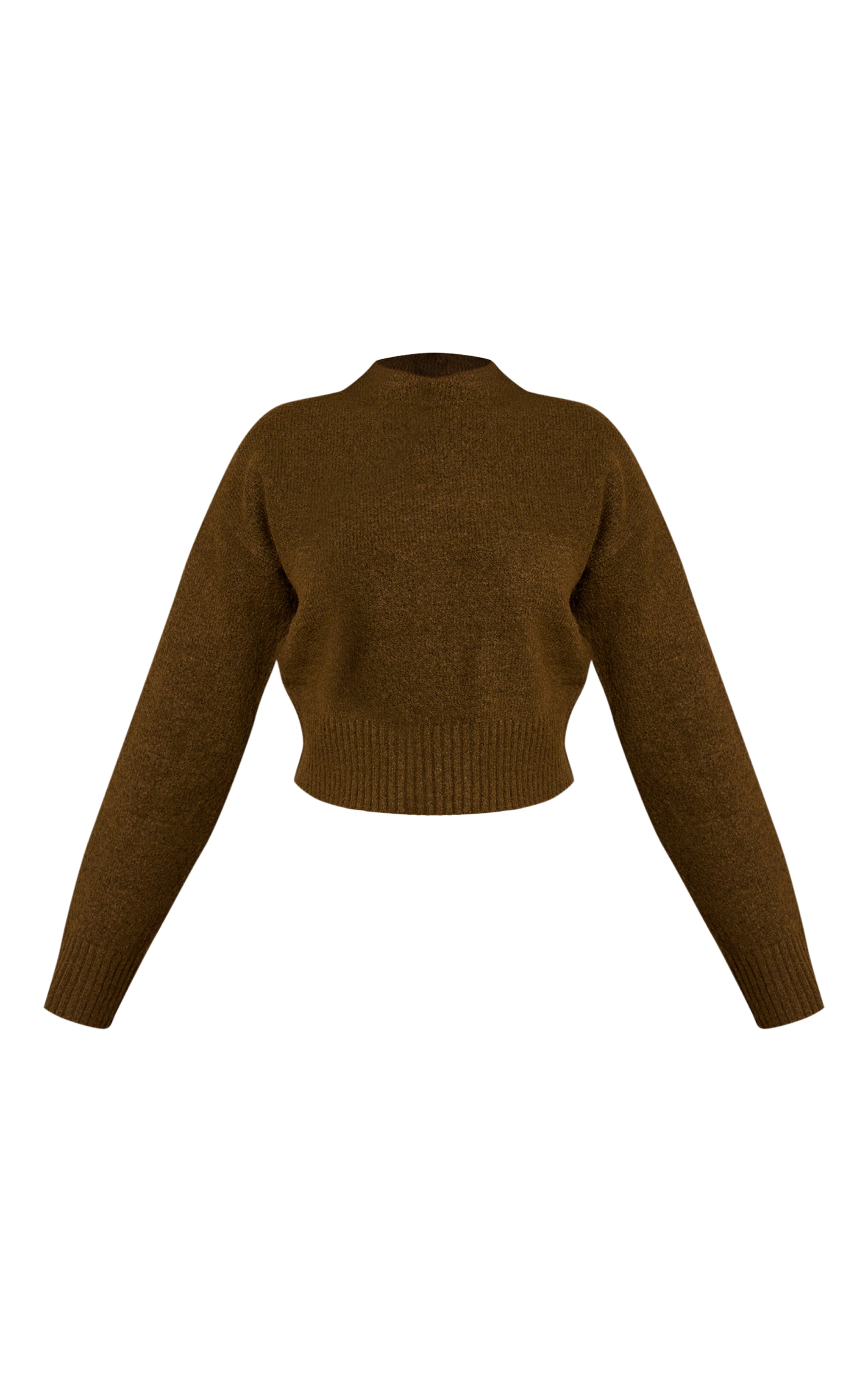 Petite Khaki Knit High Neck Crop Sweater image 5