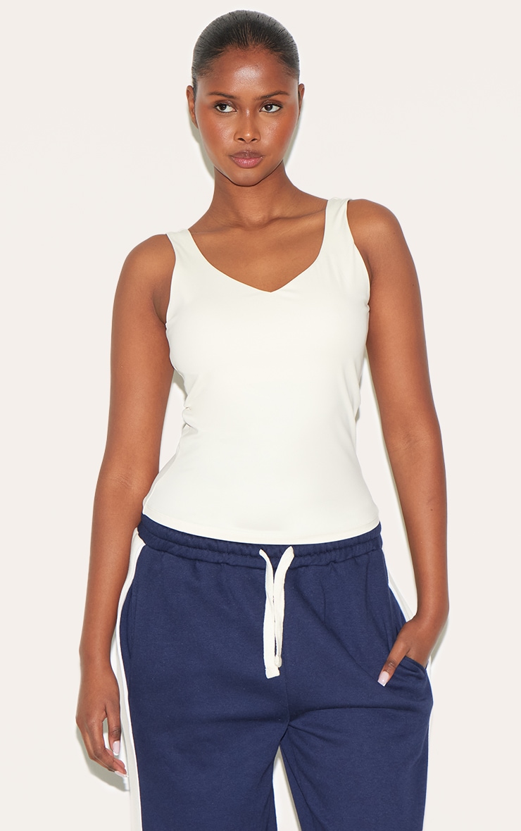 Cream Ultimate Sculpt Padded Longline Sports Bra