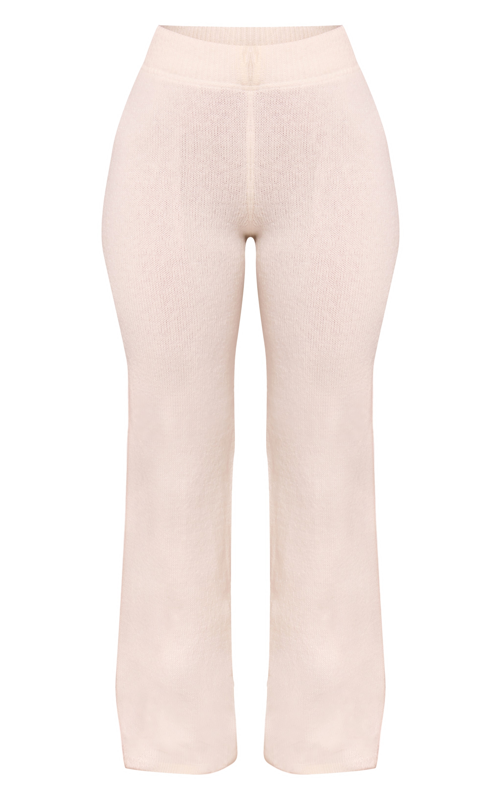 Petite Cream Knit High Waist Wide Leg Pants image 5