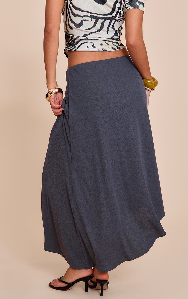 Charcoal Burnout Mesh Asymmetric Flowing Midi Skirt image 3