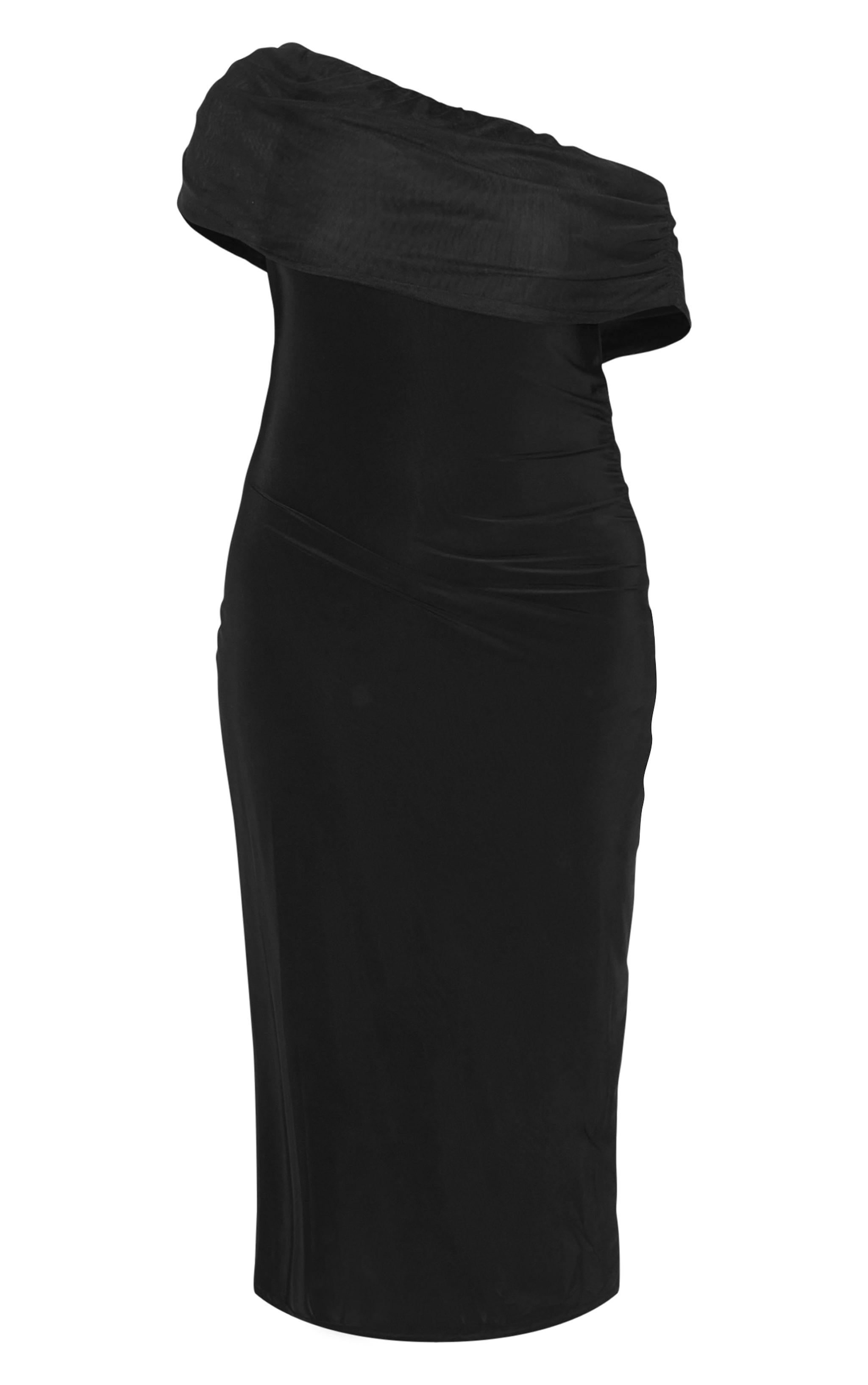 Plus Black Double Layer Slinky Mesh Overlay Maxi Dress image 5
