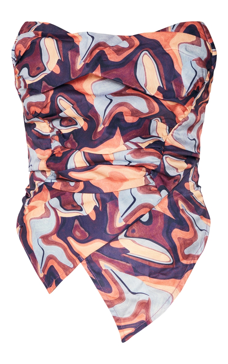 Rust Textured Print Woven Pointed Hem Corset image 5