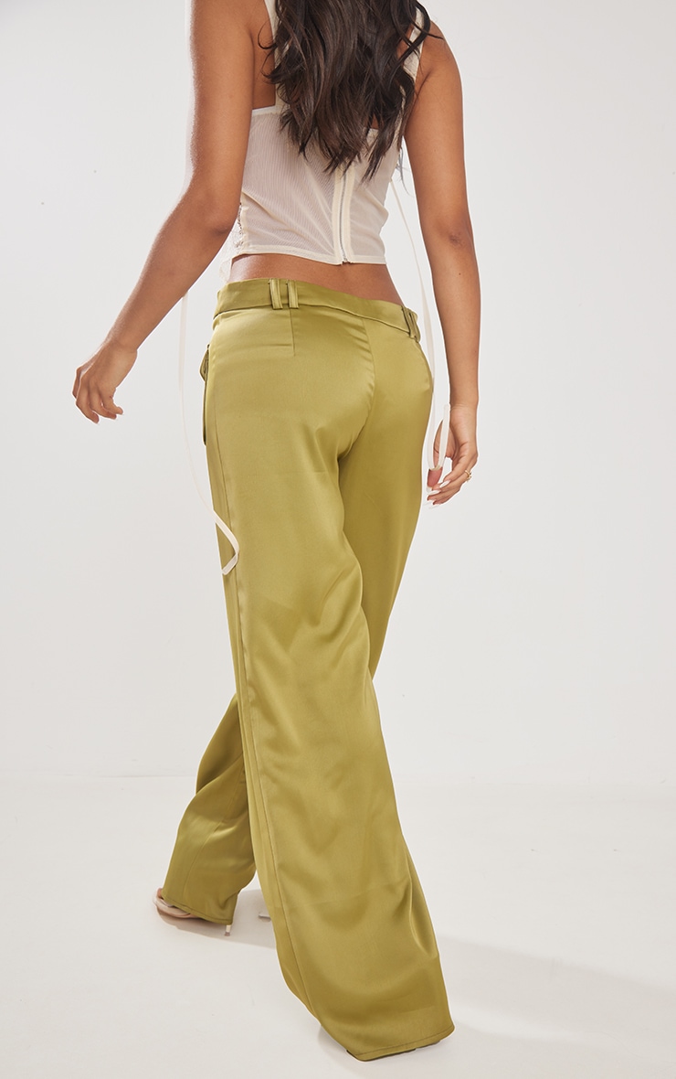 Petite Pantalon cargo droit vert olive à détail poches image 3