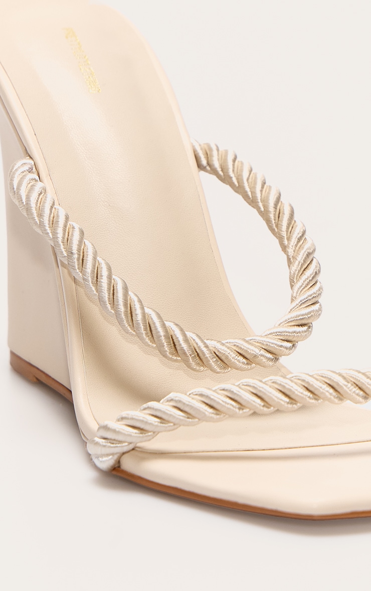 Natural Rope Square Toe High Heeled Mule Wedges image 4