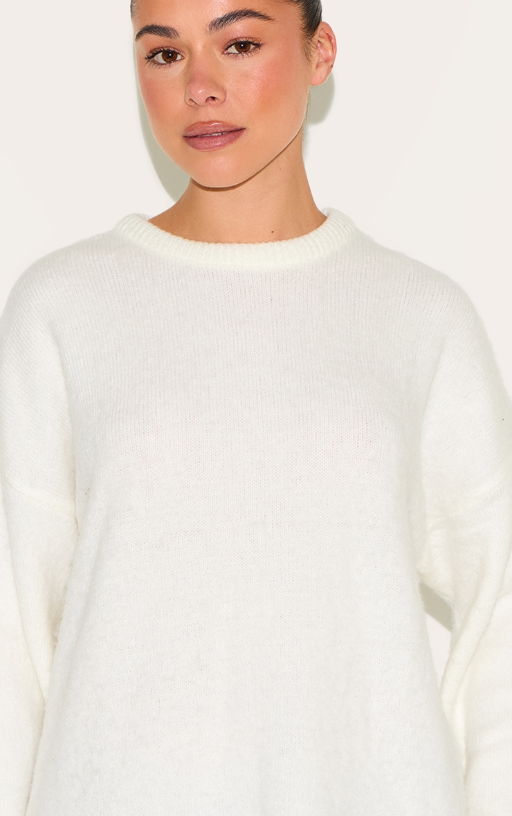 Cream Soft Knit Oversized Jumper image 4