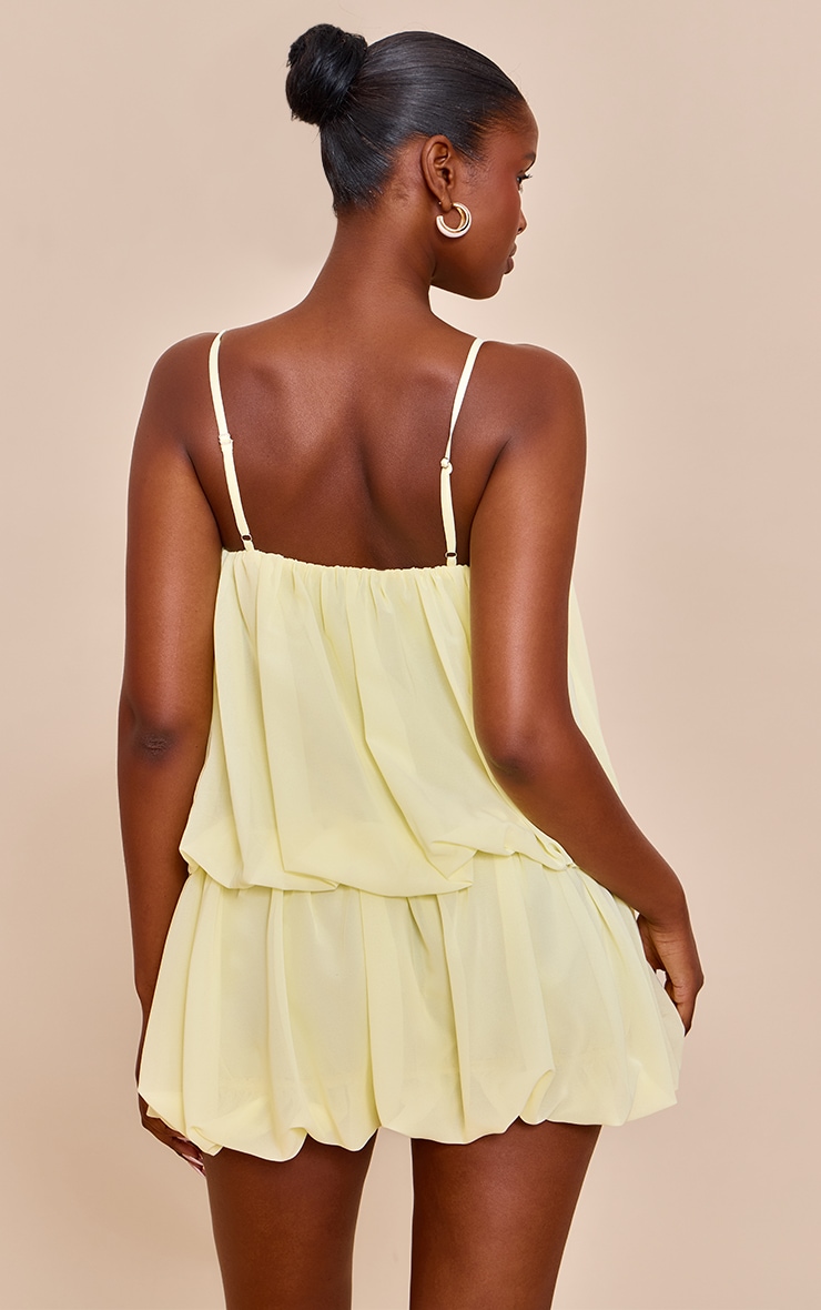 Lemon Chiffon Ruched Strappy Shift Dress image 2
