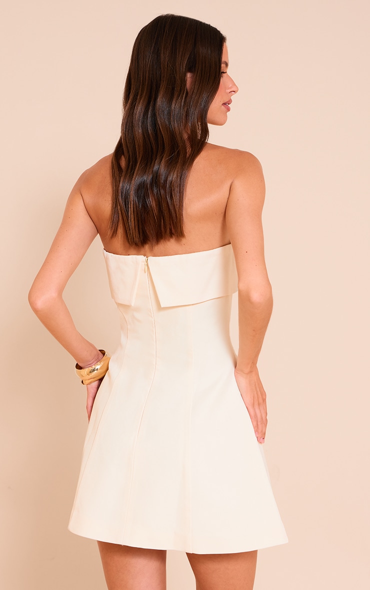 Butter Yellow Bandeau Foldover Detail Mini Dress image 2