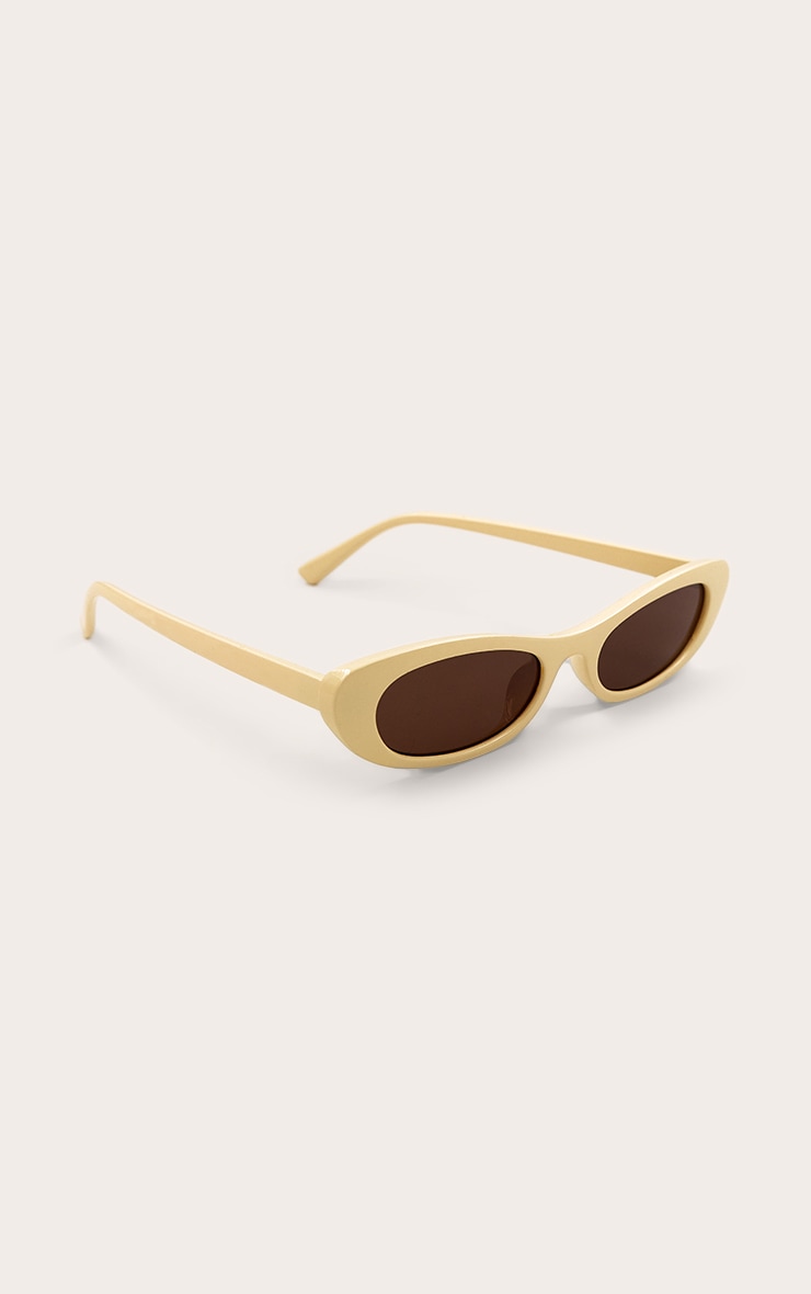 Lunettes de soleil style oeil de chat lisses jaune beurre image 3
