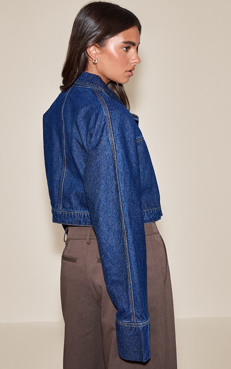 Veste en jean indigo à boutons cachés image 2