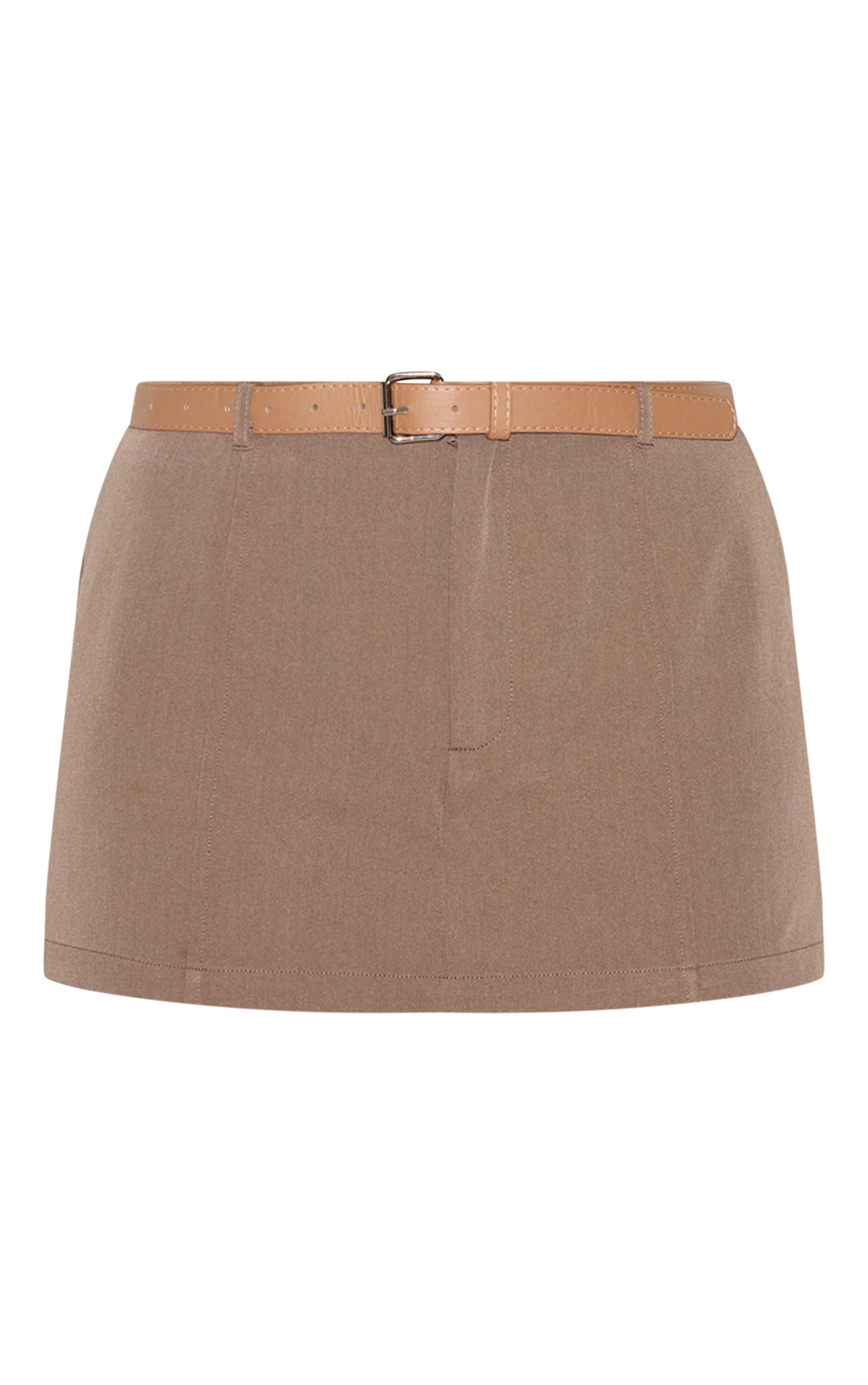 Brown Tailored Woven Belt Detail Skort image 6