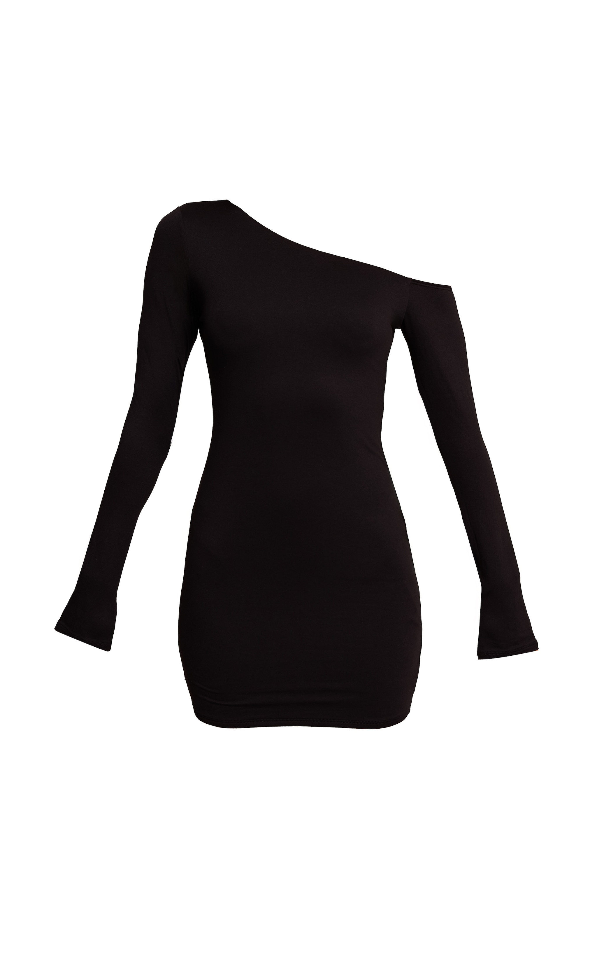 Black Soft Touch Jersey Asymmetric Bodycon Dress image 5