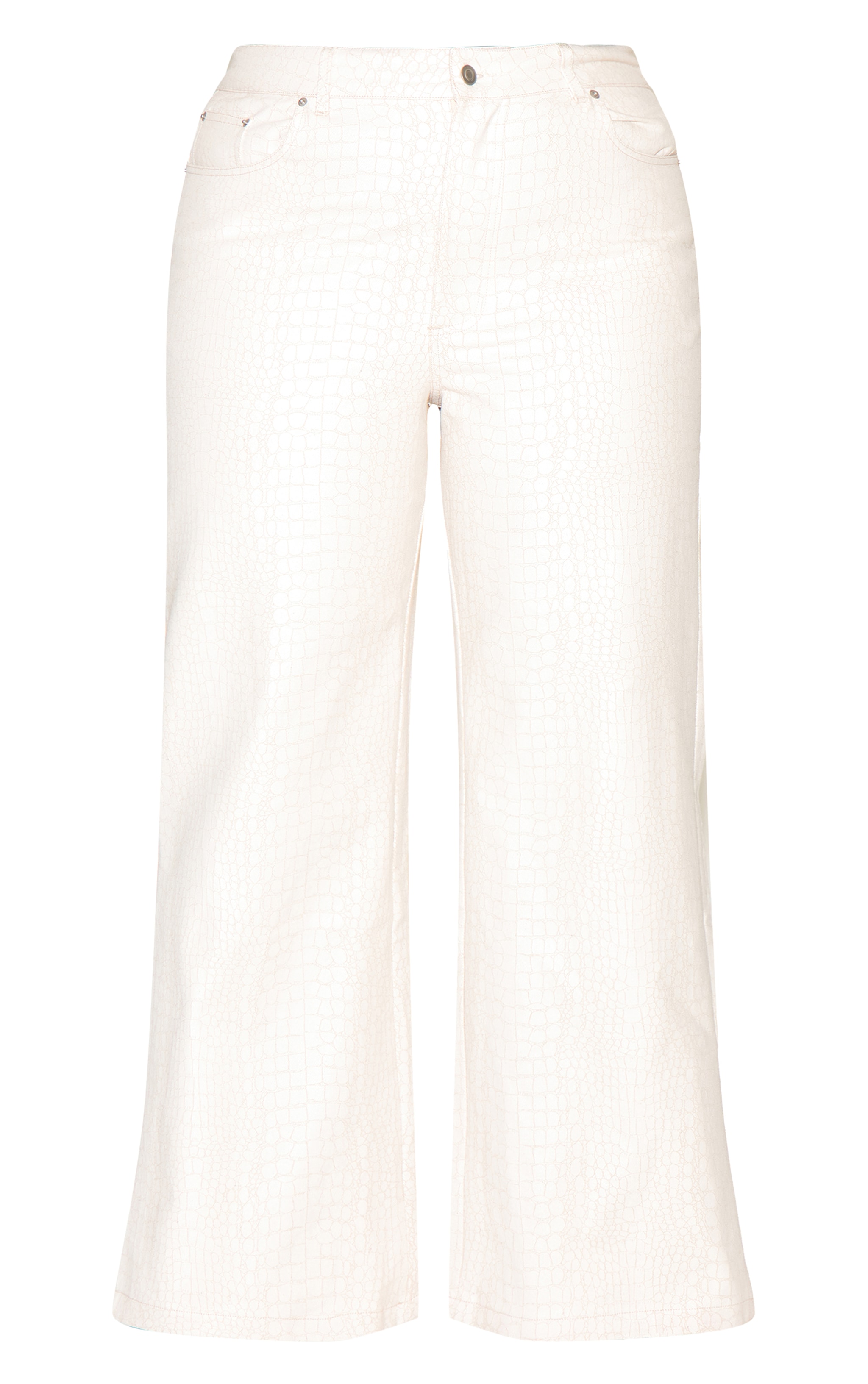 Plus Cream Snake Print Mid Waist Straight Leg Coated Jeans image 5