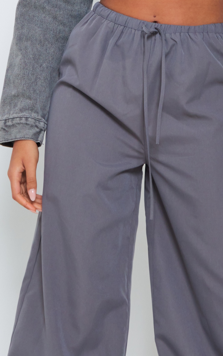 Tall Slate Drawstring Waist Wide Leg Trousers image 4