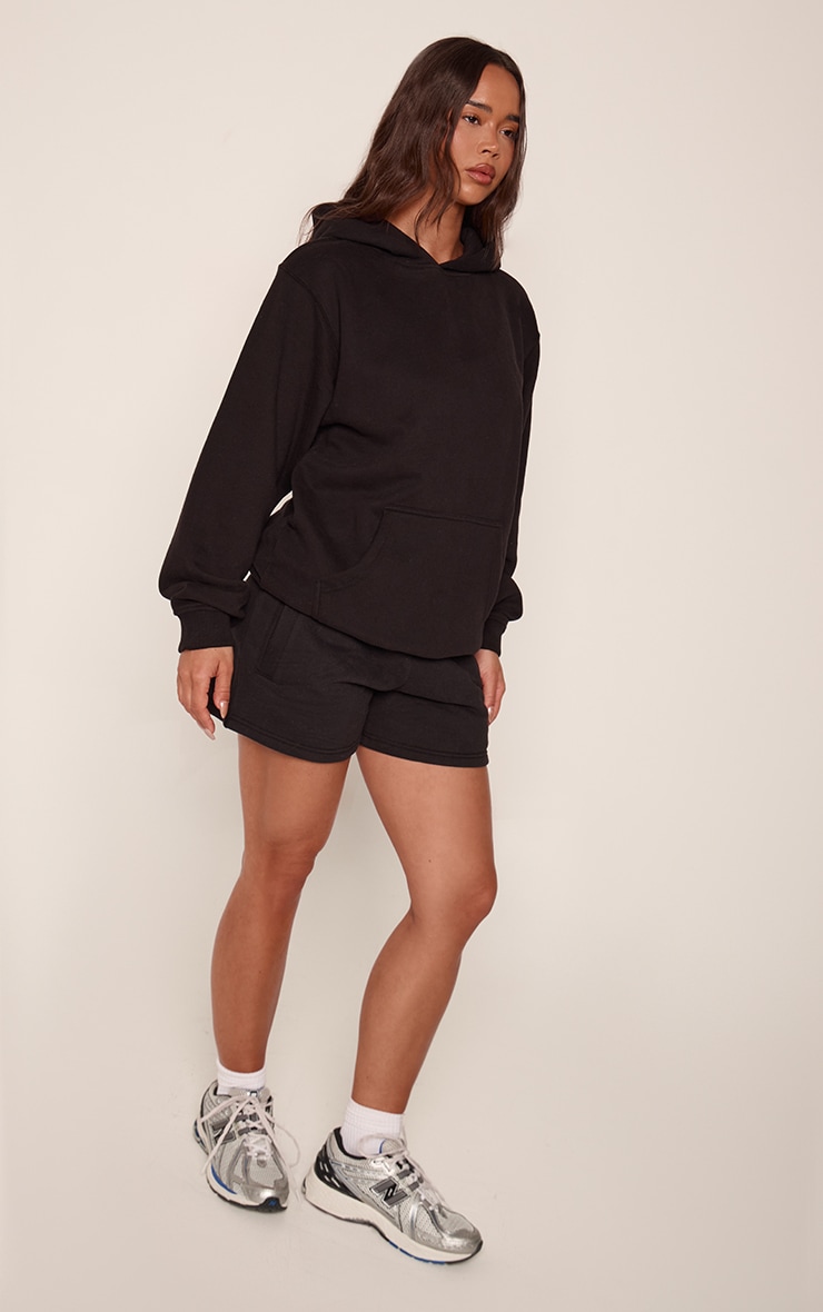 Black Cotton Fleece Sweat Shorts