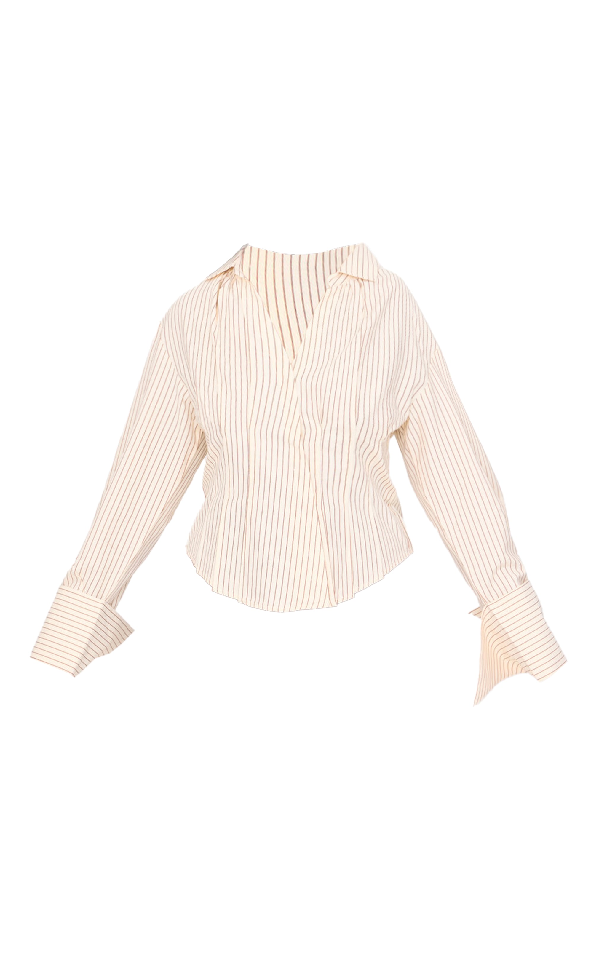 Plus Cream Striped Asymmetric Cinched Shirt image 5