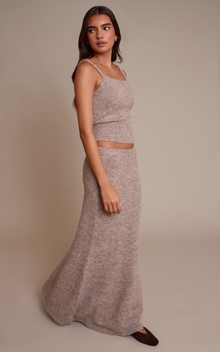 Taupe Knitted Maxi Skirt image 2