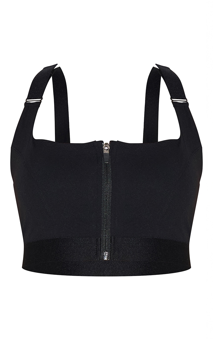 Shape Brassière de sport rembourrée noire à bretelles ajustables et zip devant image 5