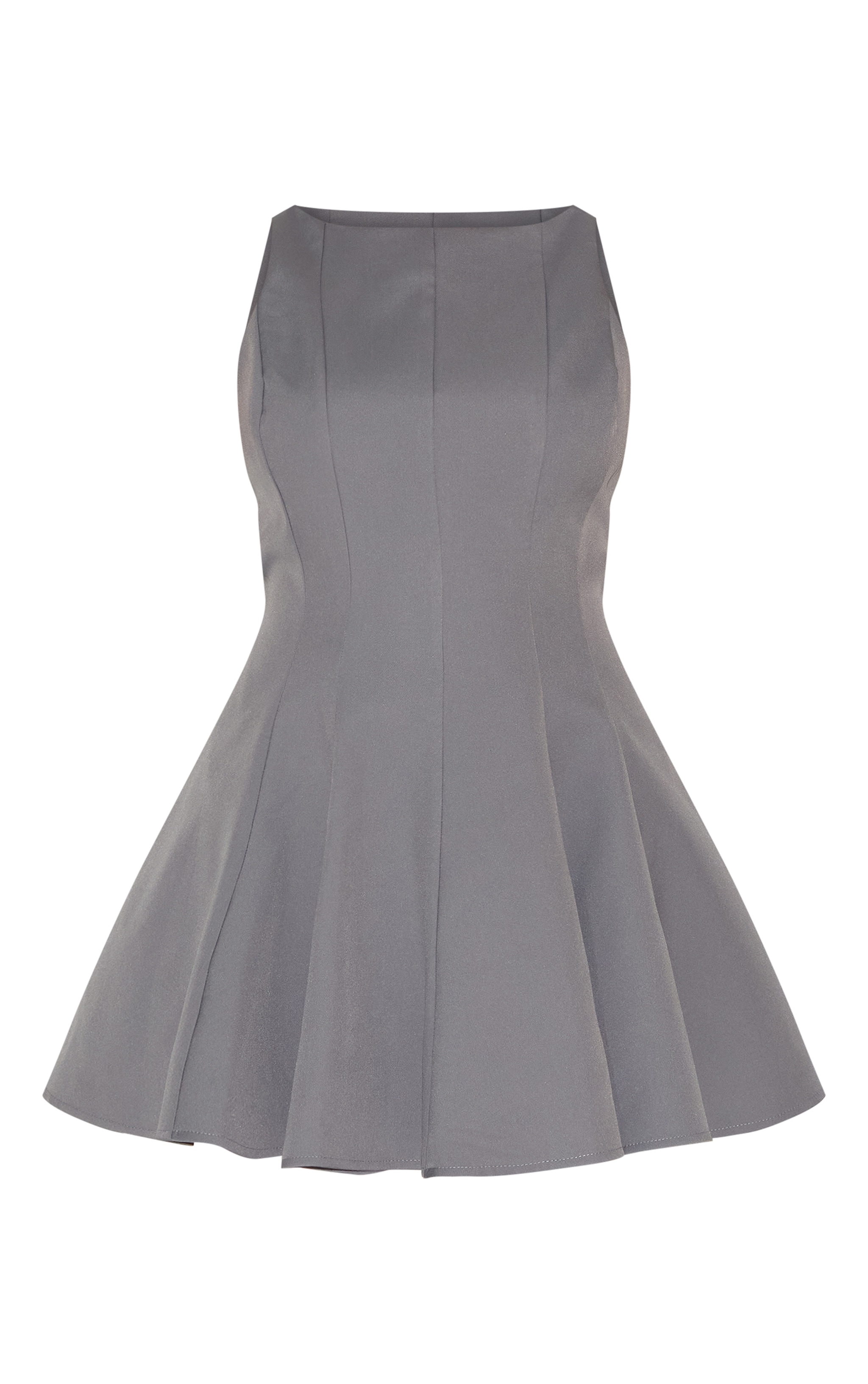Plus Charcoal Woven Pleated Slash Neck Shift Dress image 5