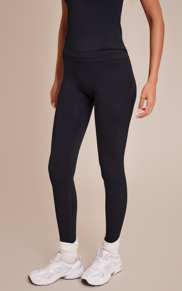 Tall Black Seamless Logo High Waist Scrunch Bum Leggings image 2