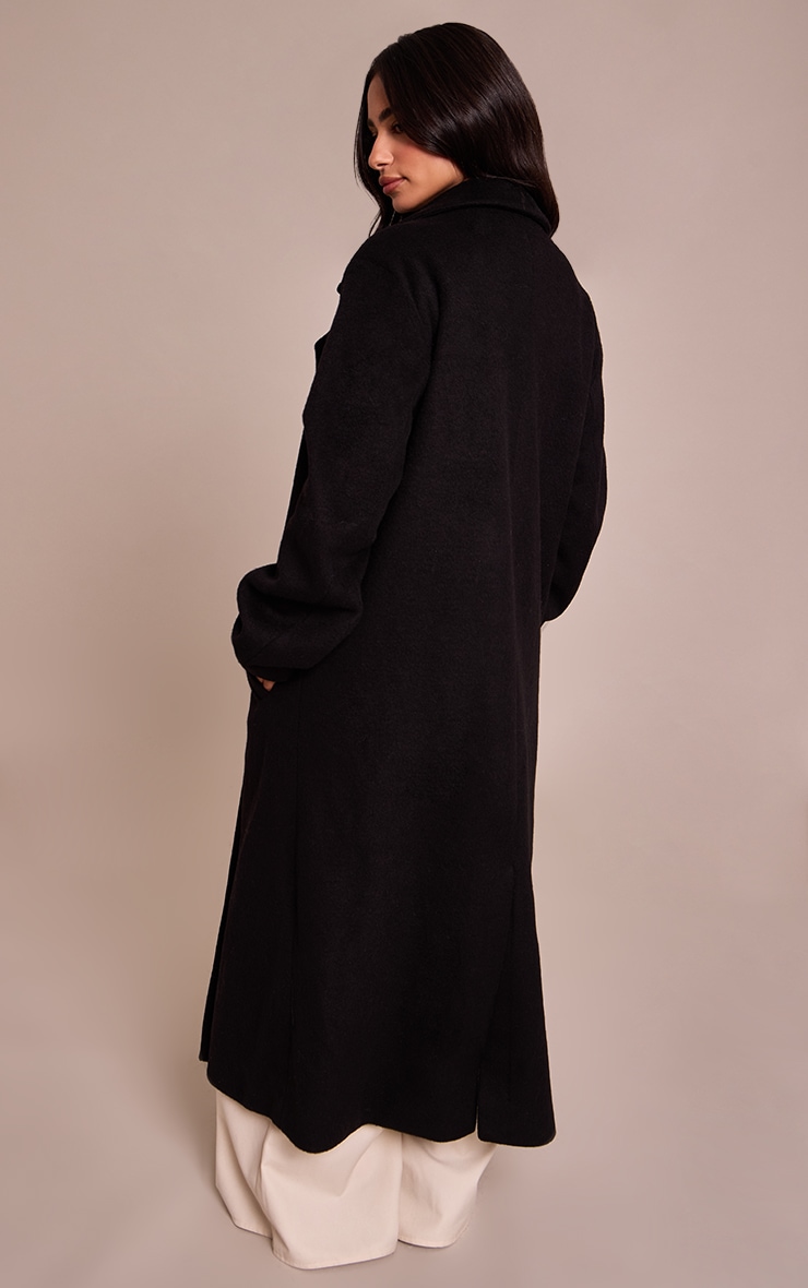 Petite Black Brushed Wool Maxi Coat image 2