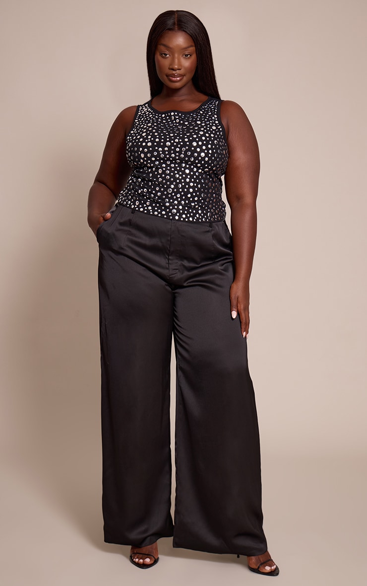 Plus Black Ribbed Extreme Studded Racer Top image 3