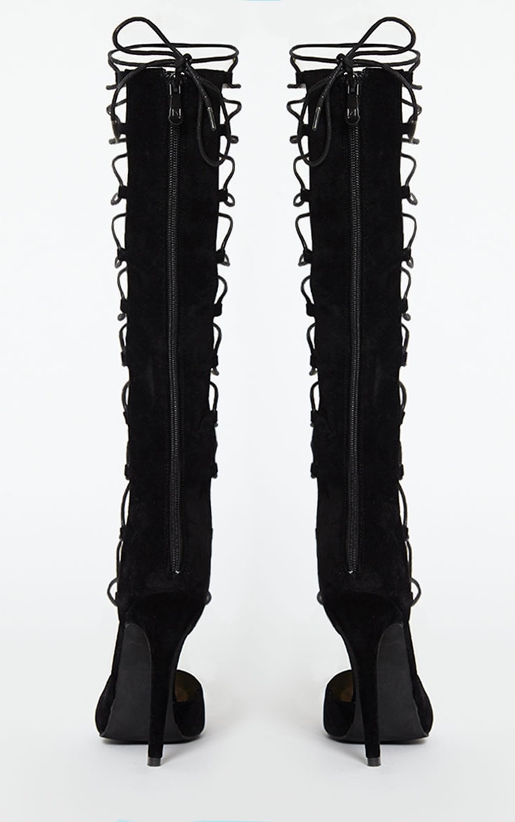 strappy knee high heels