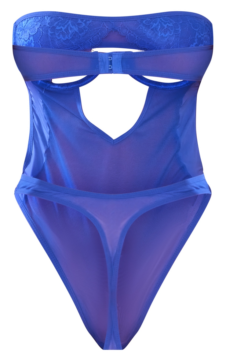 Body en mesh bleu cobalt découpé sans bretelles image 6