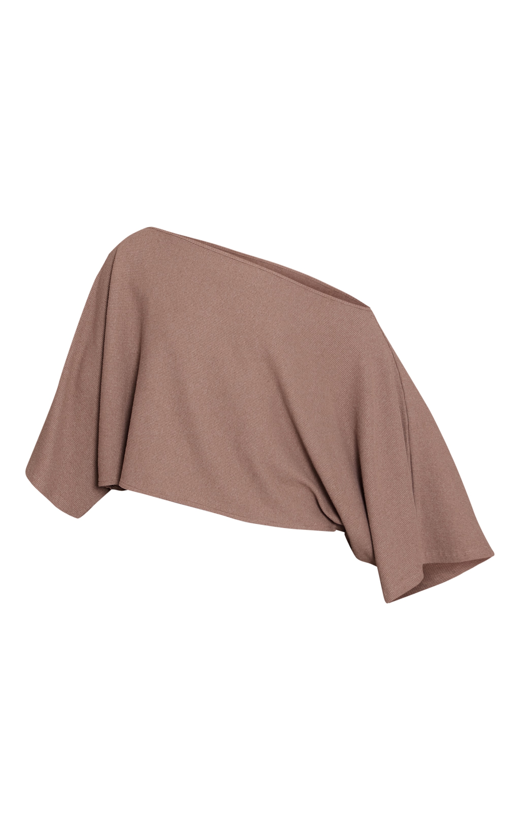 Taupe Heavy Brushed Rib Cape Sleeve Top image 5