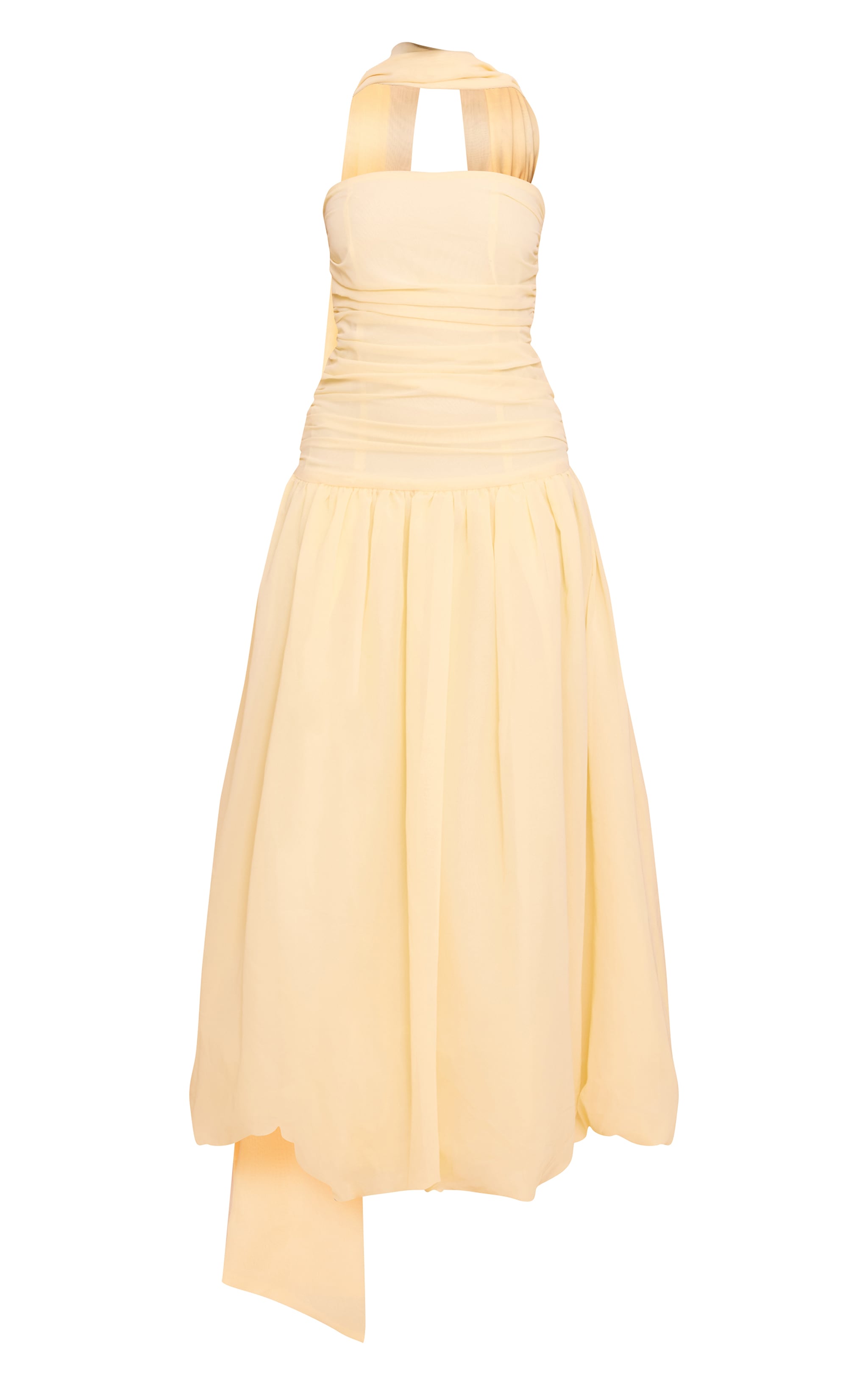Lemon Bandeau Scarf Detail Puffball Midaxi Dress image 5