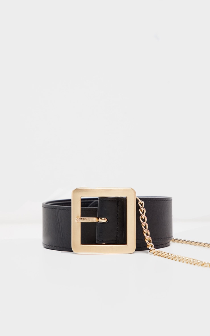 Ceinture noire avec chaîne dorée image 2