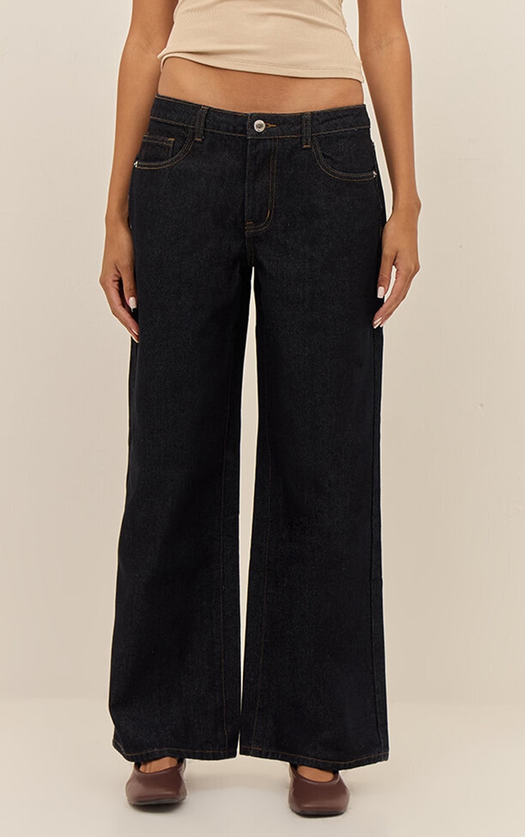 Jean boyfriend indigo foncé à taille basse image 1