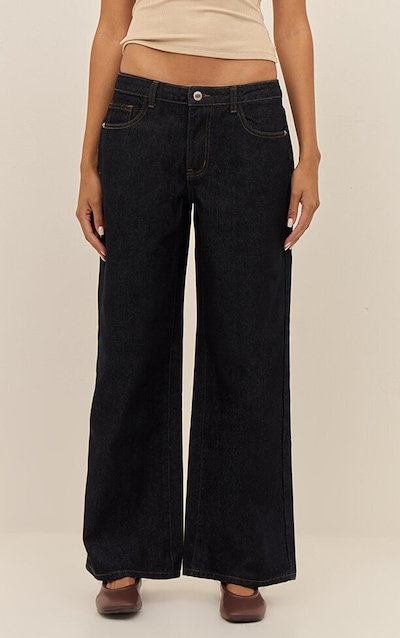 Jean boyfriend indigo foncé à taille basse