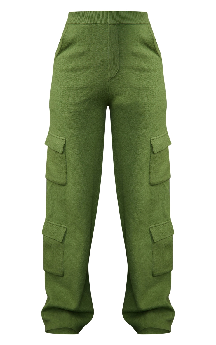 Khaki Knitted Cargo Trousers image 5