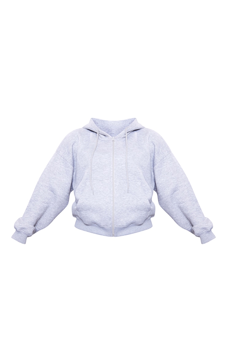 Light Grey Oversized Sweat Zip Up Hoodie image 5