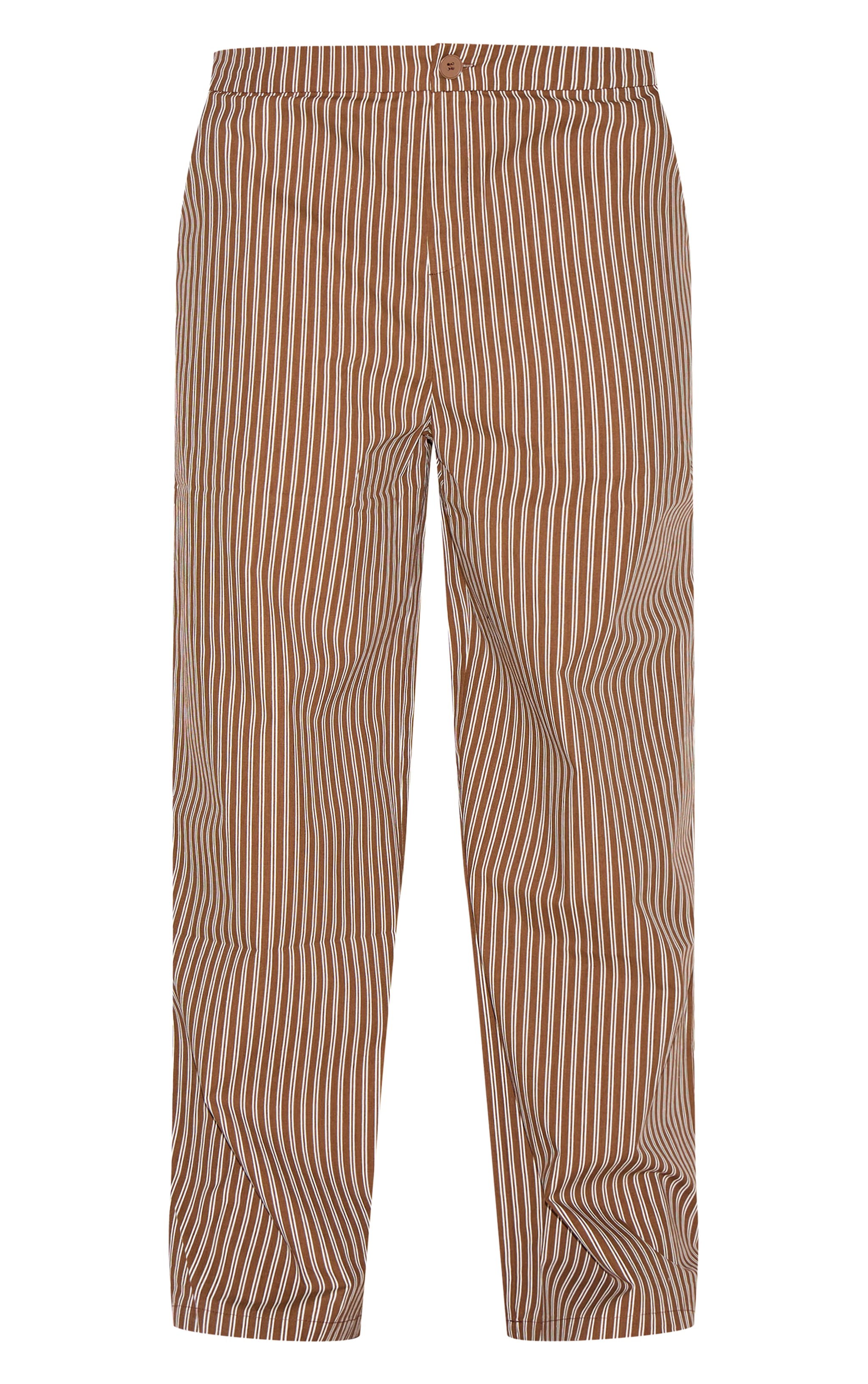 Plus Brown Stripe Woven Mid Rise Wide Leg Pant image 5