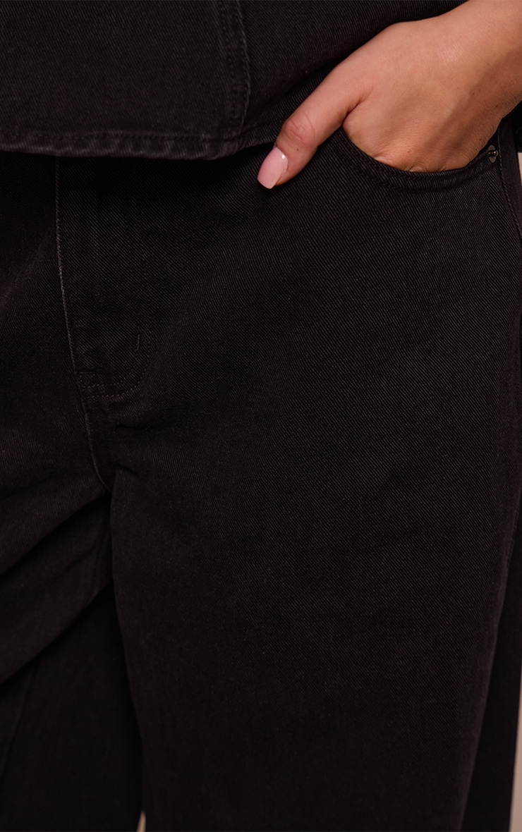 Shape Black Elastic Waistband Denim Straight Leg Jeans image 4