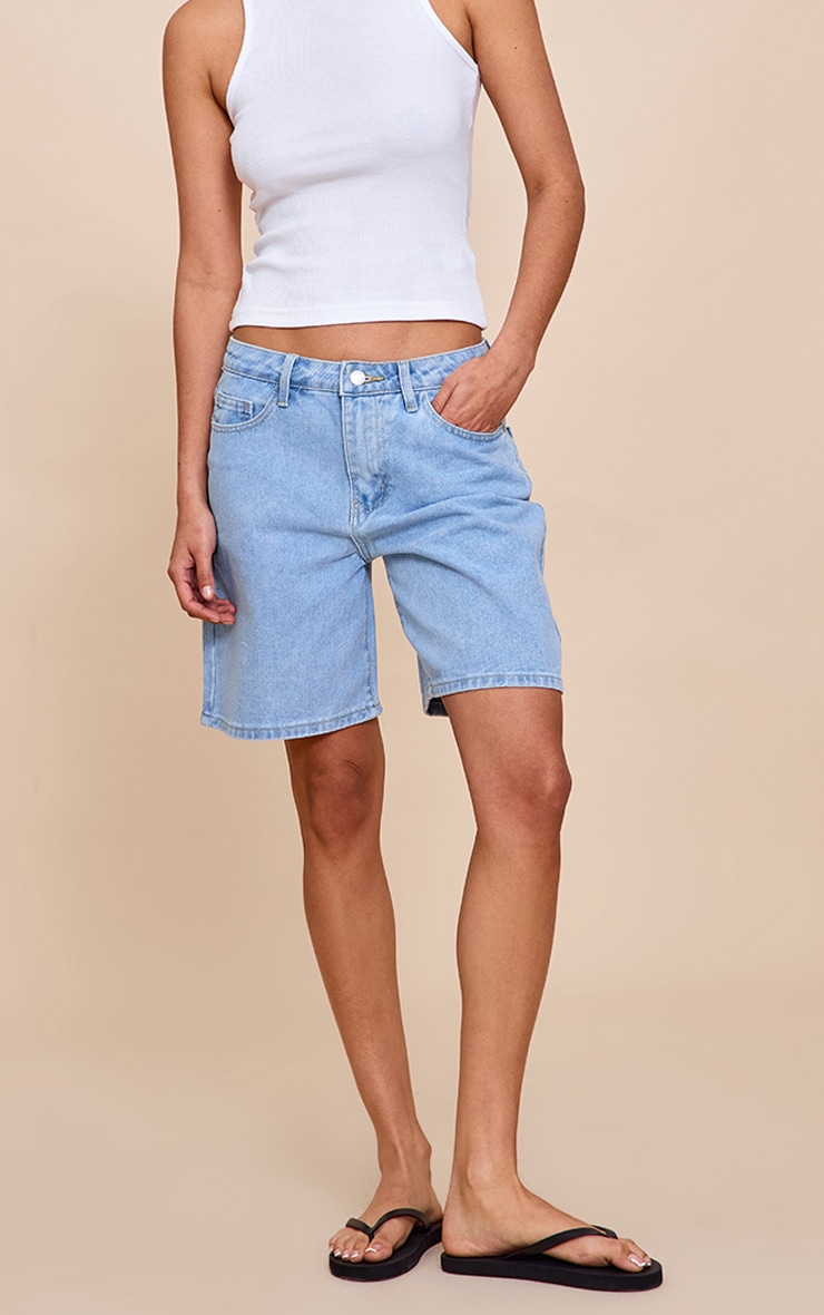 Light Blue Low Rise Denim Jorts image 1