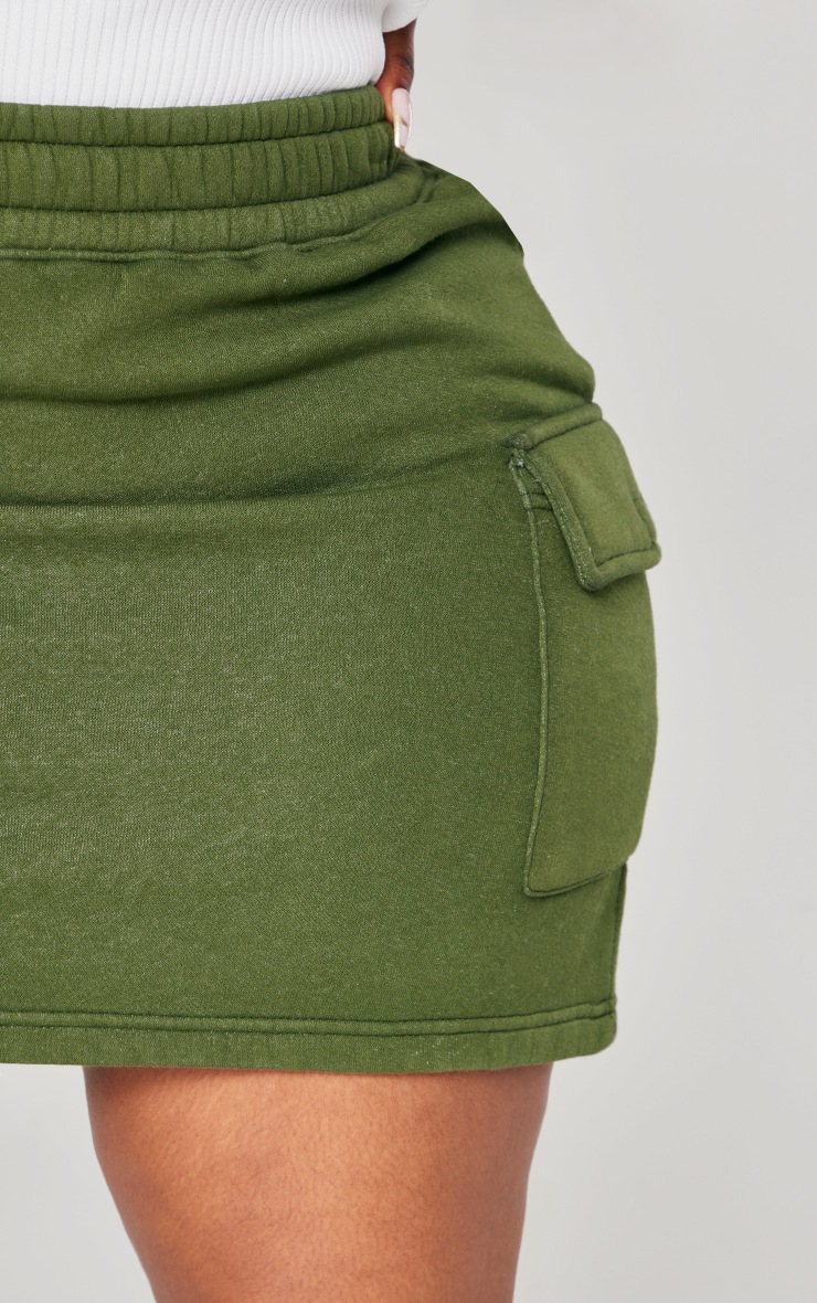 Plus Khaki Cargo Sweat Mini Skirt image 5