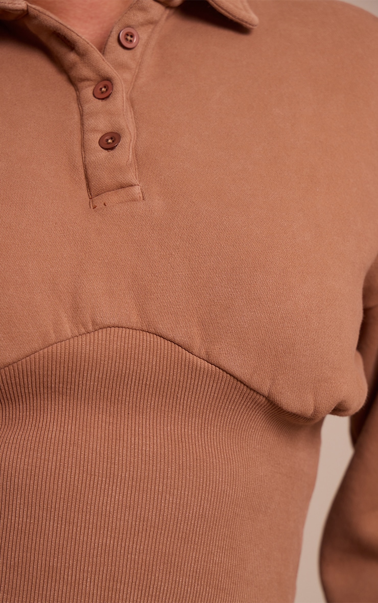 Shape Chocolate Washed Polo Cinched Waist Sweatshirt image 4