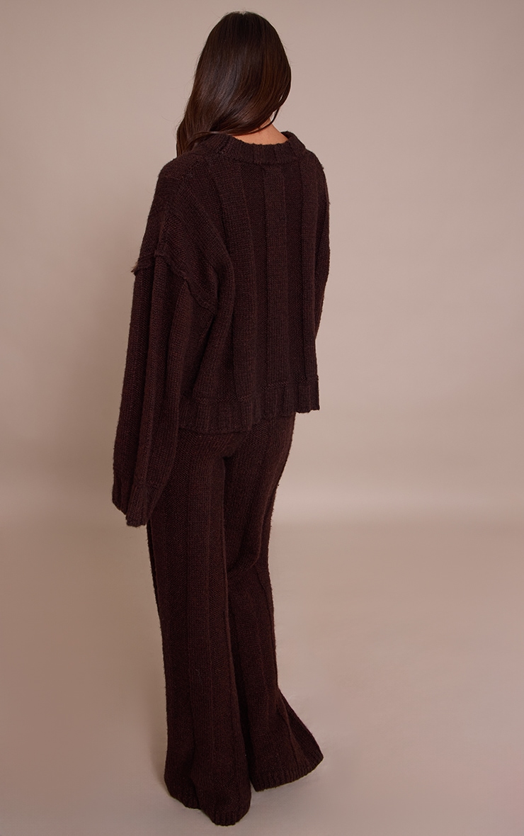 Dark Chocolate Thick Rib Knitted Pant image 3