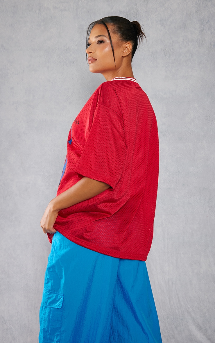 T-shirt style baseball en mesh rouge image 2
