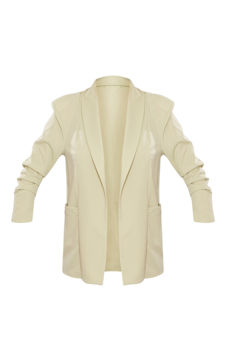 Sage Green Basic Ruched Sleeve Blazer image 5