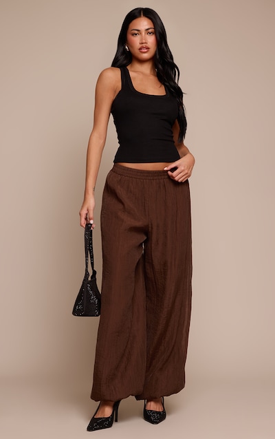 Brown Textured Balloon Pants