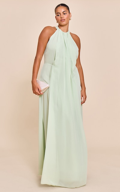 Plus Lime Chiffon Extreme Pleated Maxi Dress