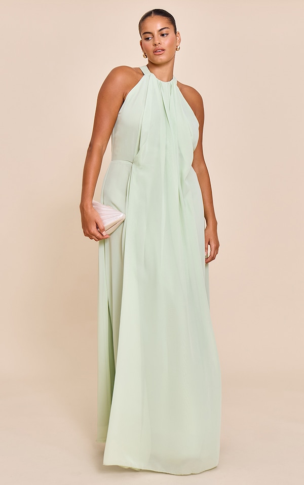 Plus Lime Chiffon Extreme Pleated Maxi Dress
