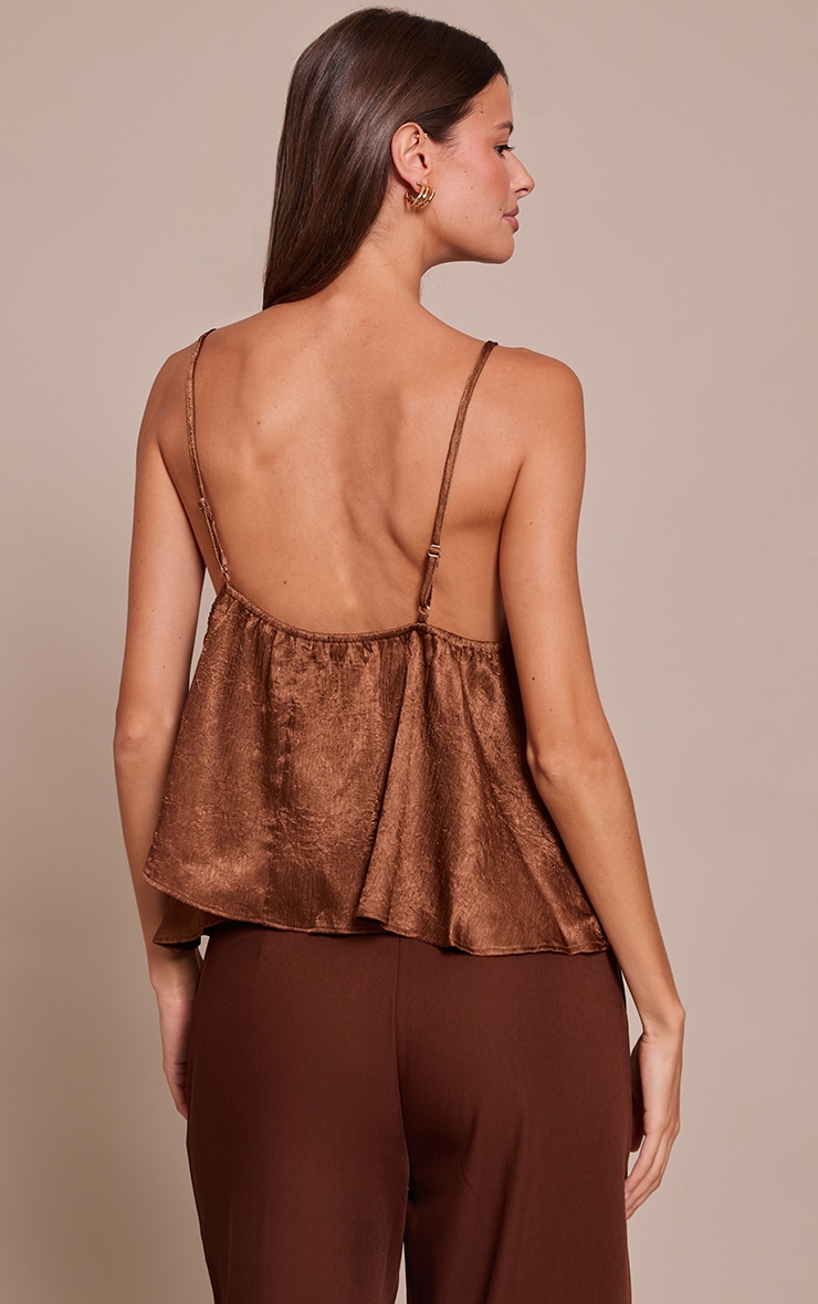 Chocolate Textured Satin Floaty Cami image 2